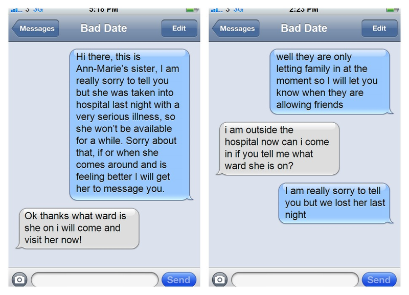 Illustration for article titled Bad Online Date On Your Horizon? Fake Your Own Death Like This Woman